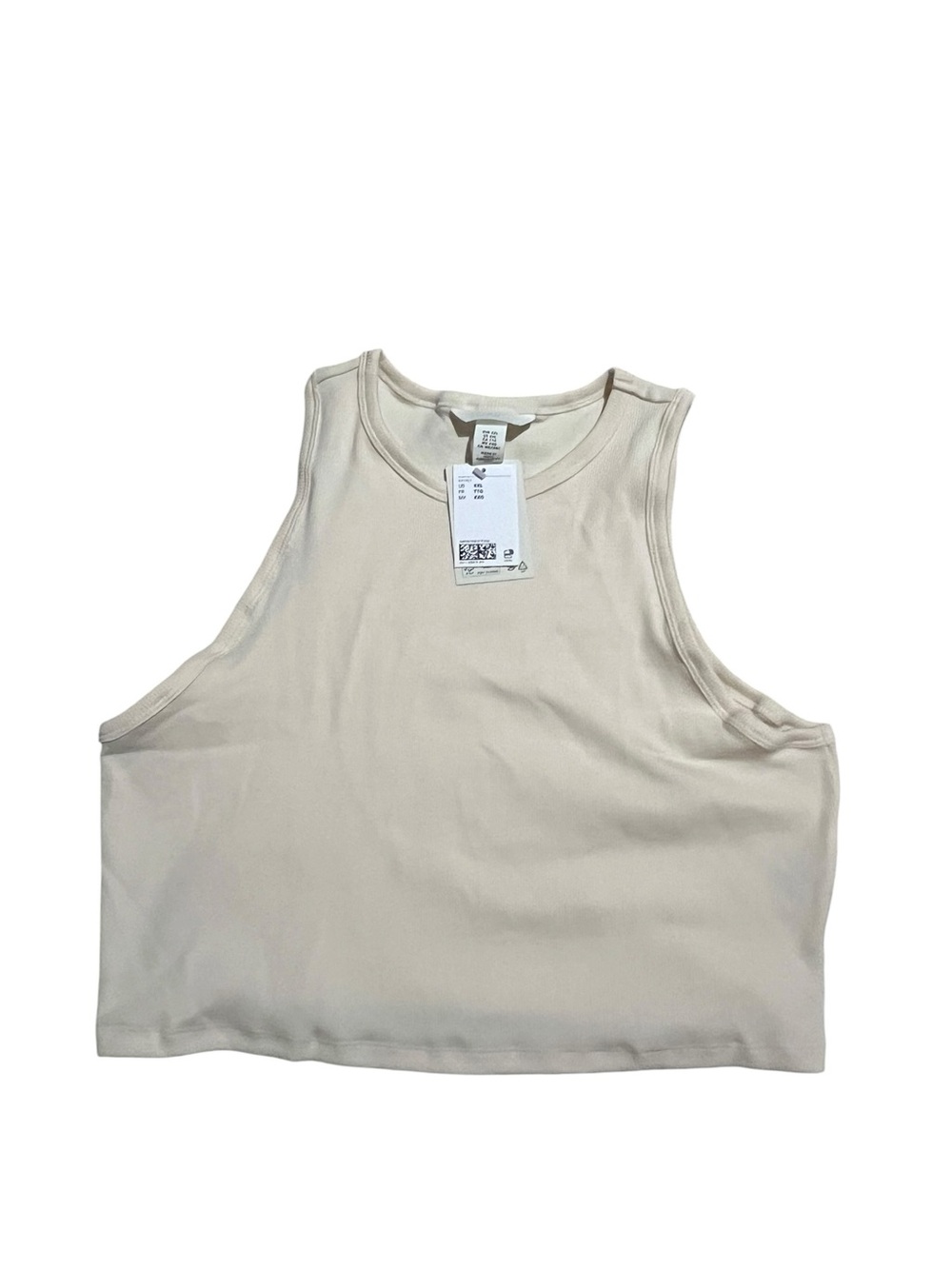 H&M Cream Ribbed Boxy Tank Top